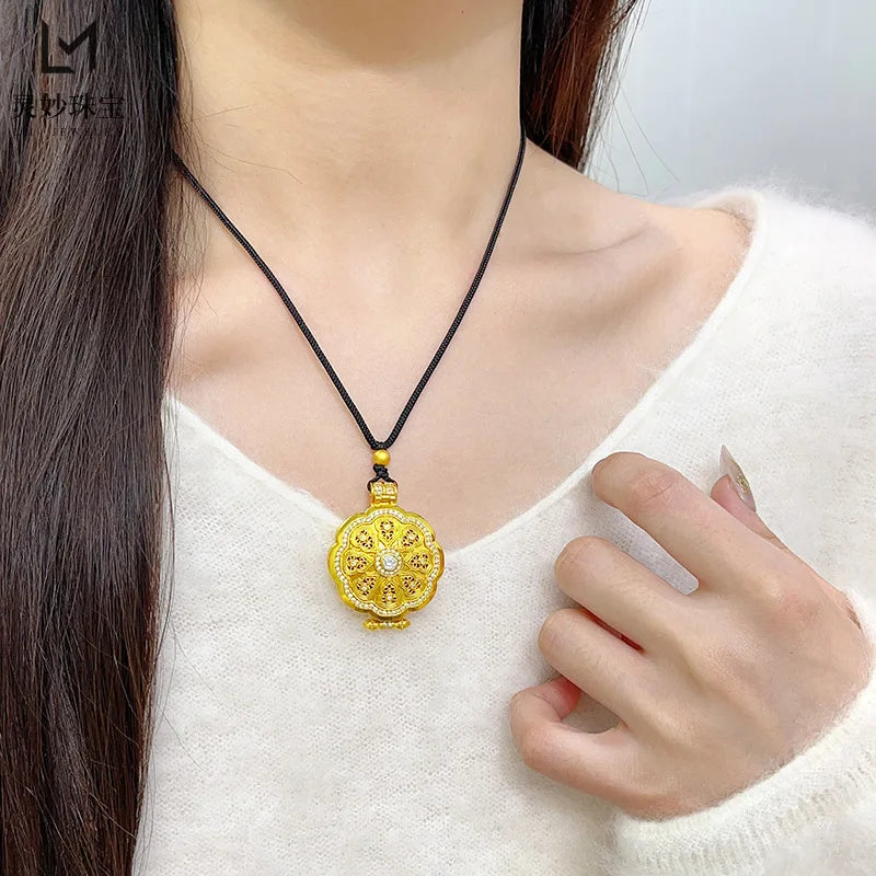 24K Real Gold Sand Dot Pendant – Classic Elegance, Timeless Craft