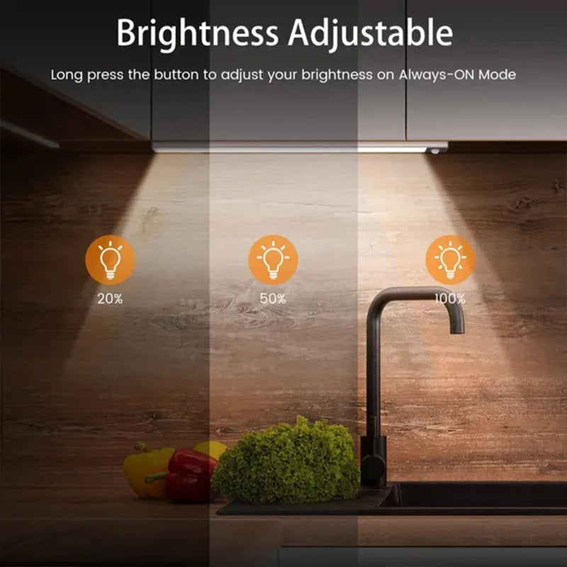 PIR Motion Sensor LED Under Cabinet Lamp – Rechargeable & Dimmable