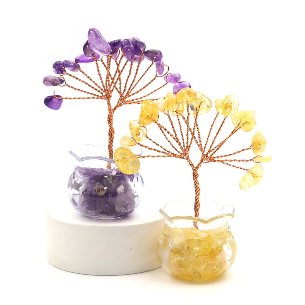 Mini Crystal Money Tree – Natural Gemstone Wire-Wrapped Decoration