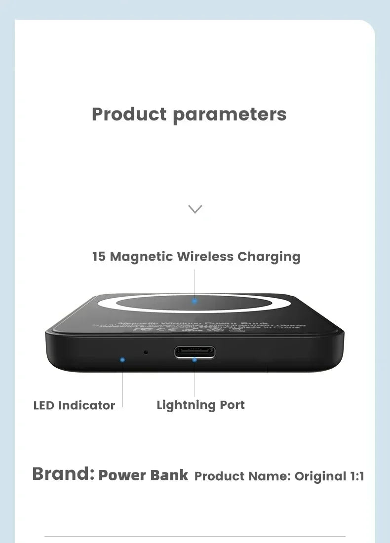 50000mAh Magnetic Wireless Power Bank – Fast Charging Portable Battery Pack