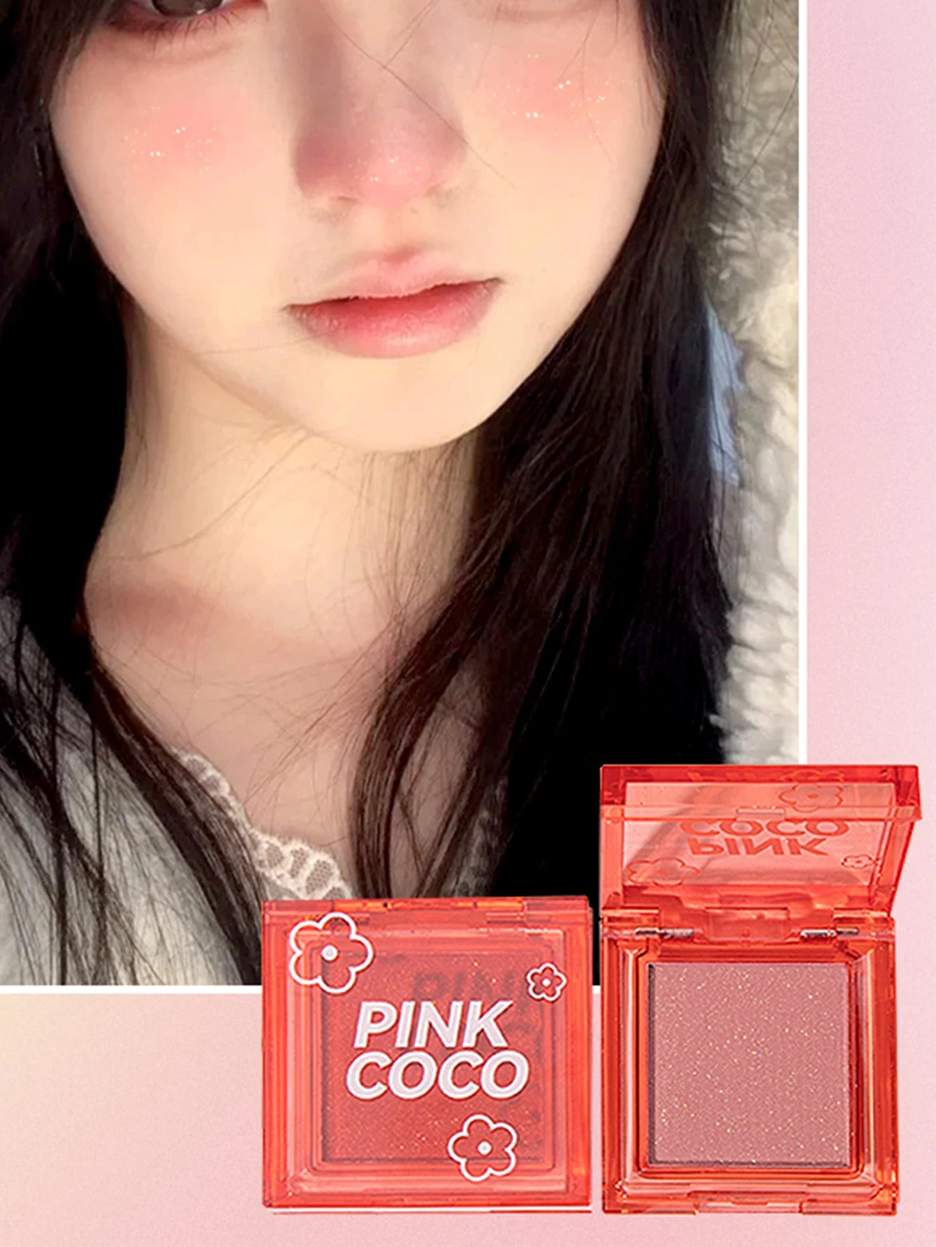 🌸 PINKCOCO Fine Shimmer Tipsy Blush – Multi-Use Soft Mist Glow