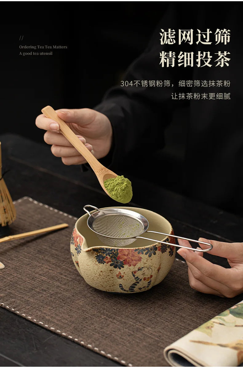 Japanese Matcha Tea Set – 2–8pcs Bamboo Whisk & Ceramic Bowl Gift Box