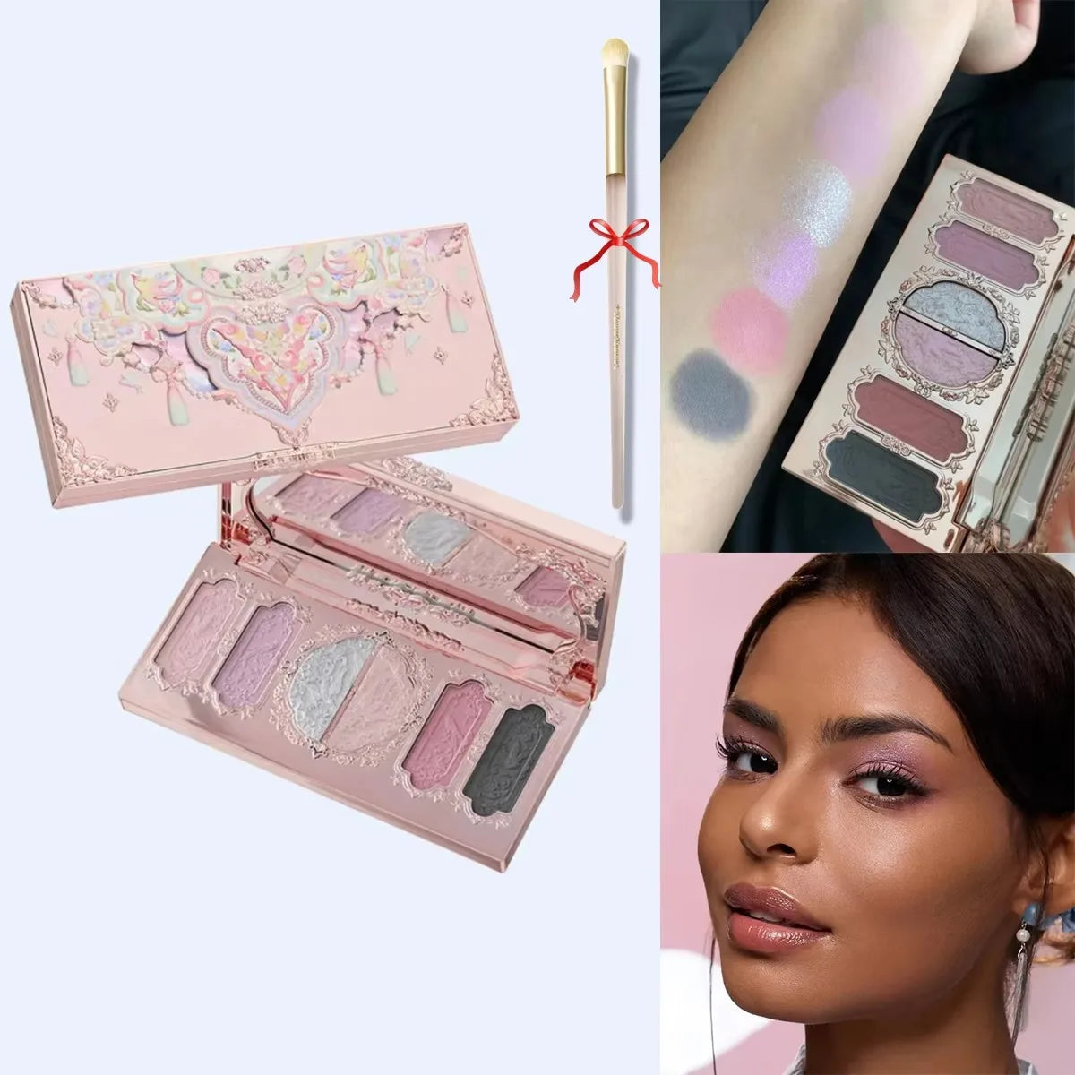 6-Color Diamond Shiny Highlighter Palette – Contour, Brighten & Glow