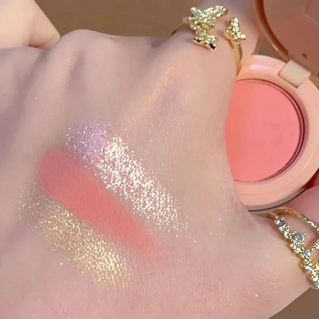 3-in-1 Bronzer, Blush & Highlighter Palette – Shimmer & Matte Glow