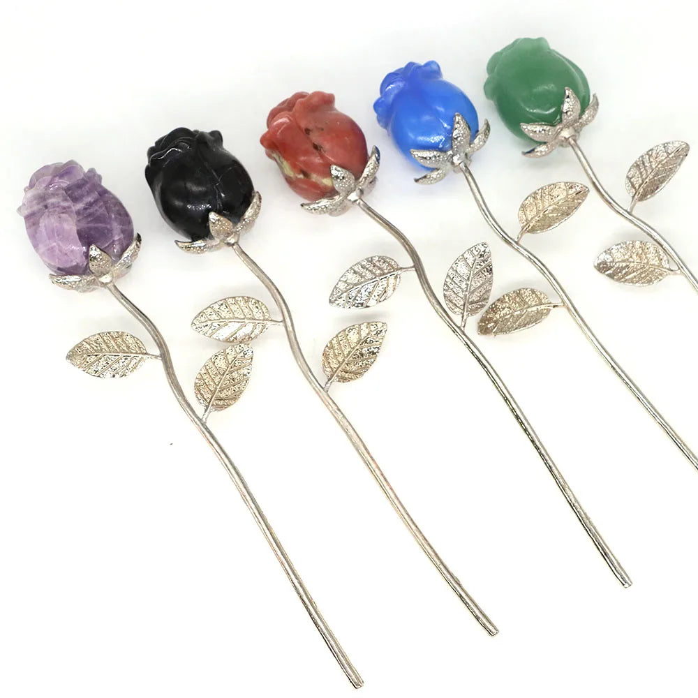 Crystal Carved Rose Flower – Natural Gemstone Decoration & Healing Gift