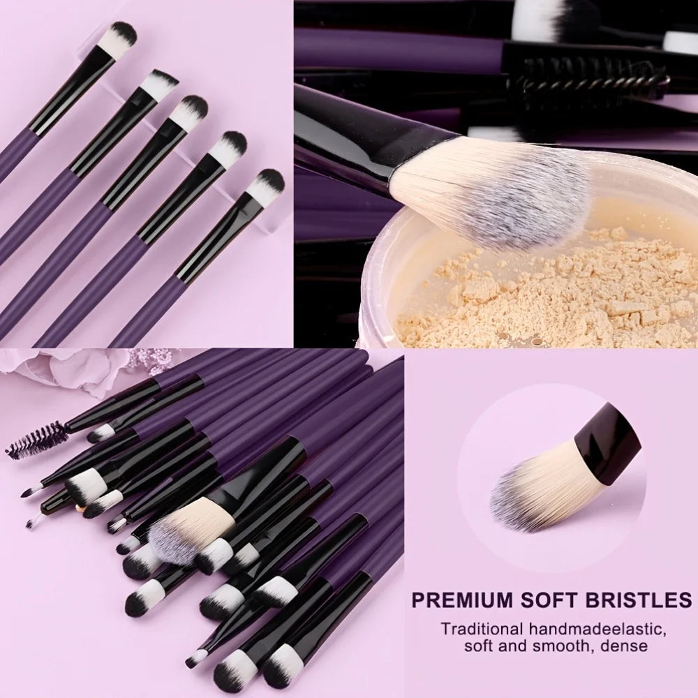 8/20-Piece Eye Makeup Brush Set – With Optional Sponges & Puffs