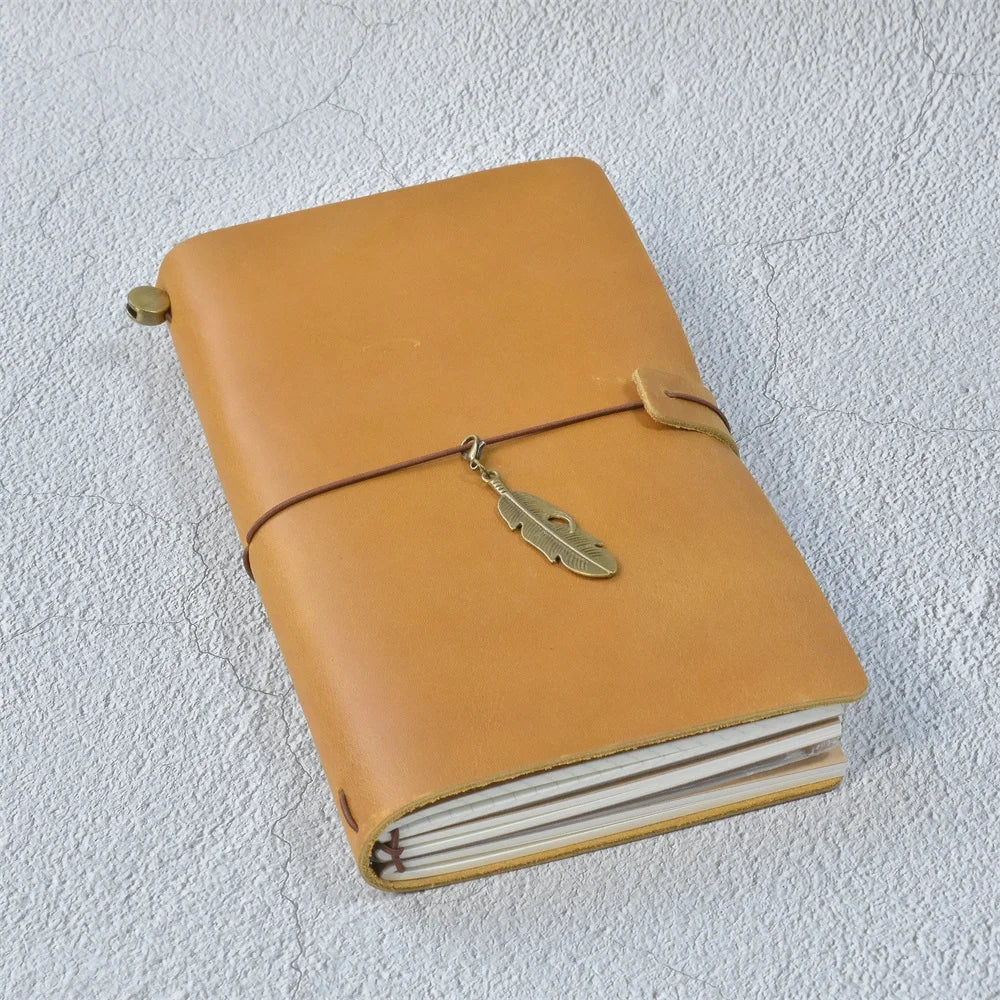 Genuine Leather Refillable Travel Journal – Handmade Retro Diary & Sketchbook