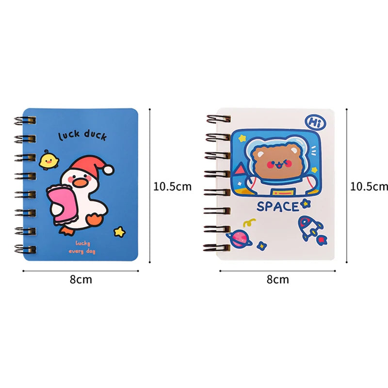 Kawaii Cartoon Animals Mini Spiral Notebook – A7 Planner & School Supplies
