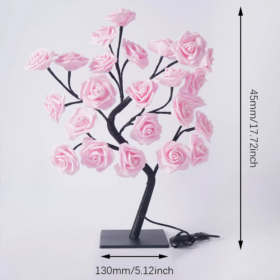 24-LED Rose Tree Table Lamp – Fairy Flower Night Light