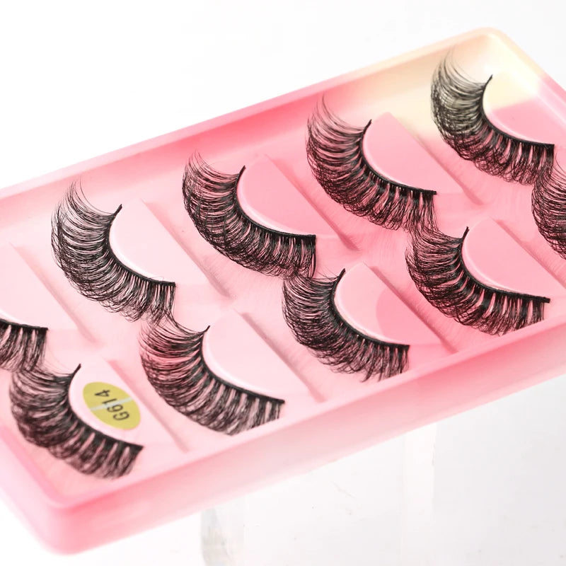 False Eyelash Kit – 3/5 Pairs Fluffy Mink Lashes with Tweezer & Brush