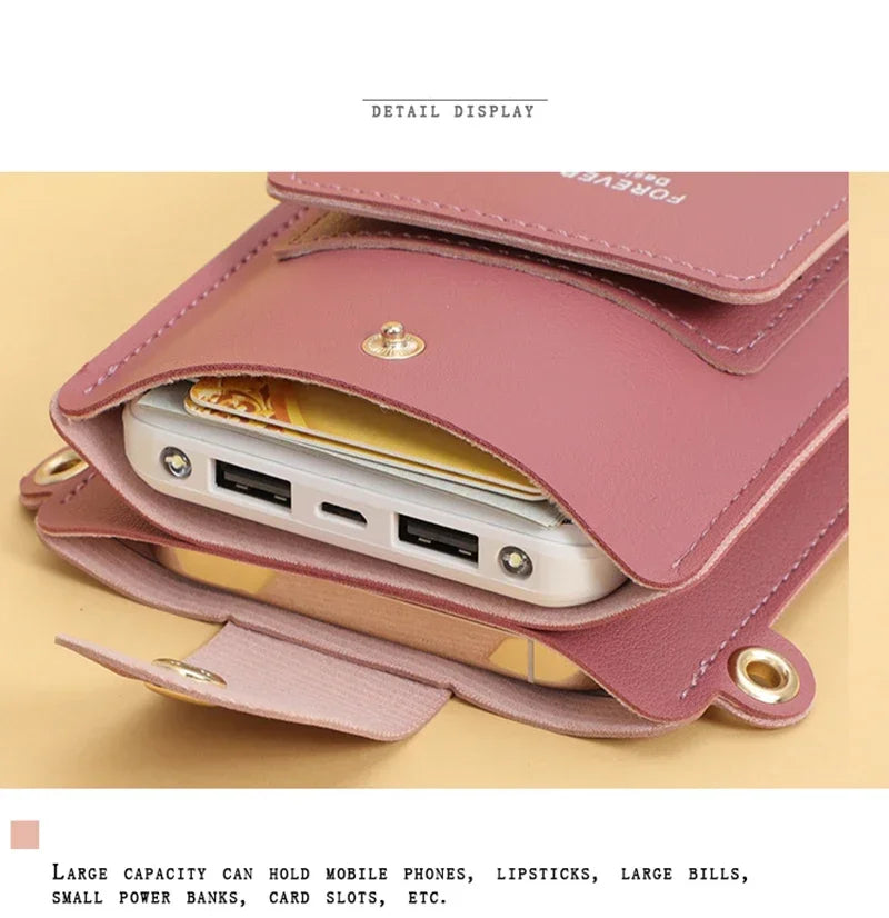 Women’s Touch Screen Crossbody Purse – Soft PU Leather Shoulder Bag with Wallet Function