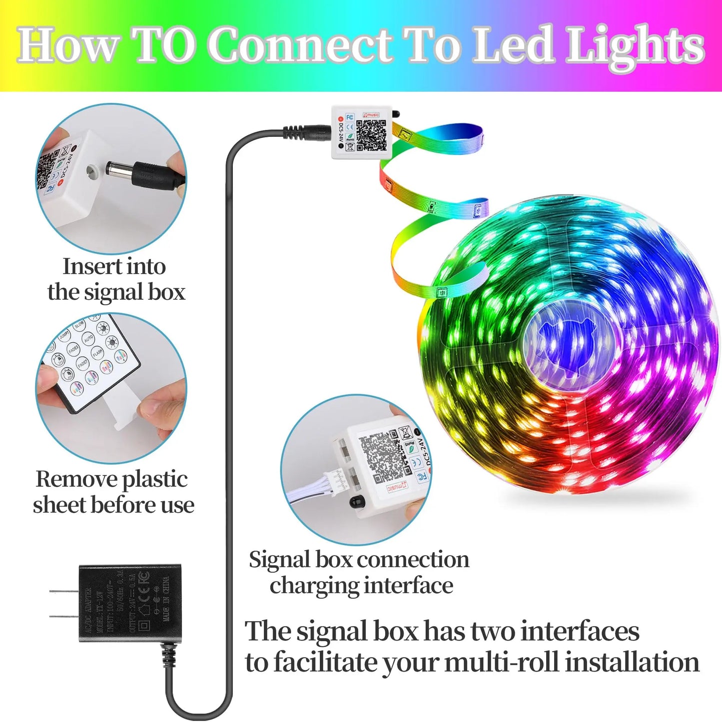 RGB LED Strip Lights – Music Sync Rope Lights with Remote & App Control (16ft–196ft)