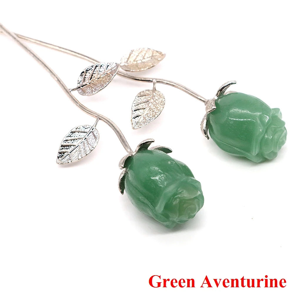 Crystal Carved Rose Flower – Natural Gemstone Decoration & Healing Gift