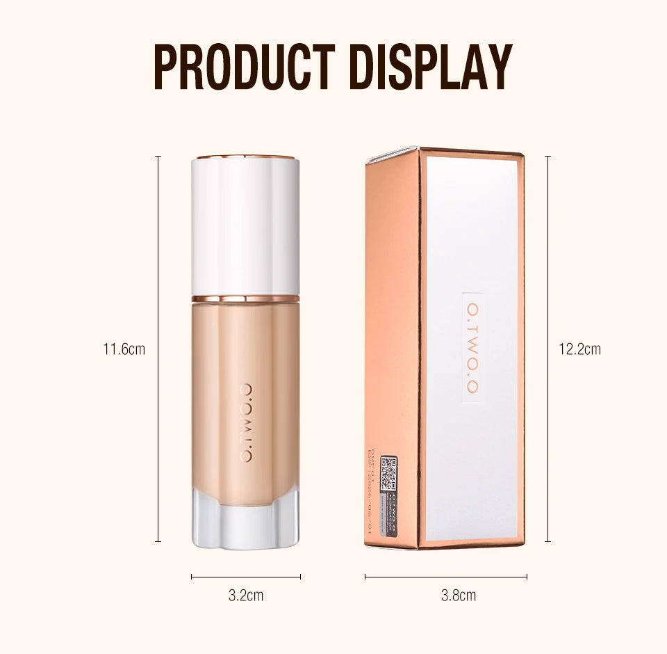 O.TWO.O Liquid Foundation Cream – High Coverage, SPF30 & Waterproof Base (30ml)