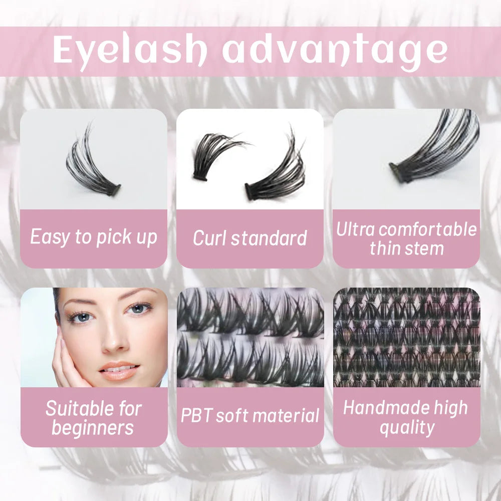 240PCS DIY Lash Cluster Extension Kit – Salon Look, At-Home Ease