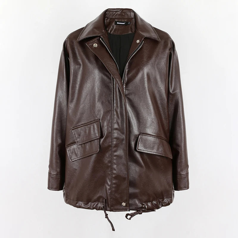 Oversized Faux Leather Jacket – Casual Cool Street Style
