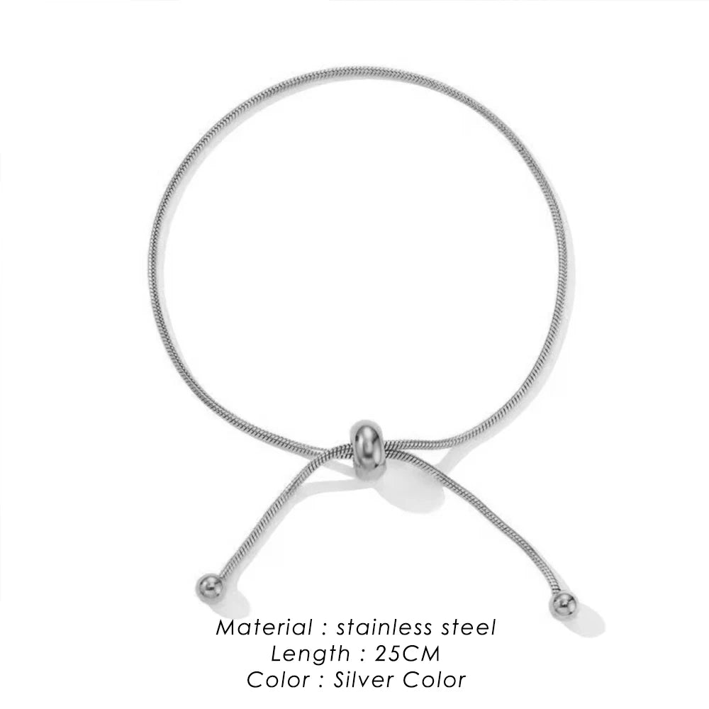 Adjustable Stainless Steel Anklet – Women’s Round Snake Chain Bracelet (30cm)