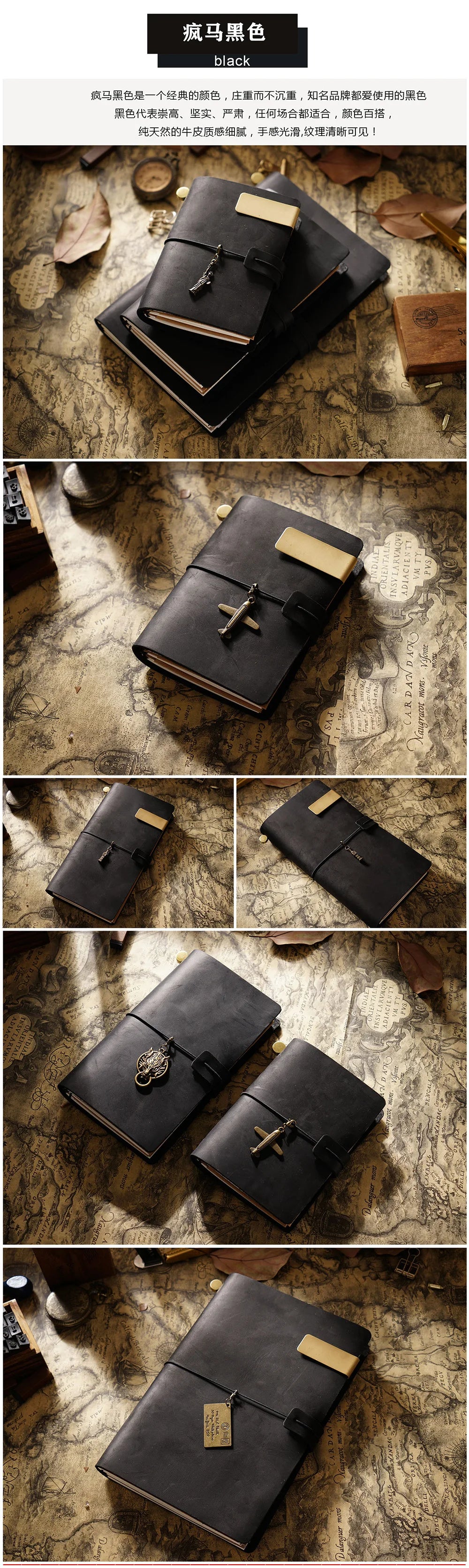 Handmade Genuine Leather Notebook – Vintage Cowhide Diary, Journal & Travel Planner Cover