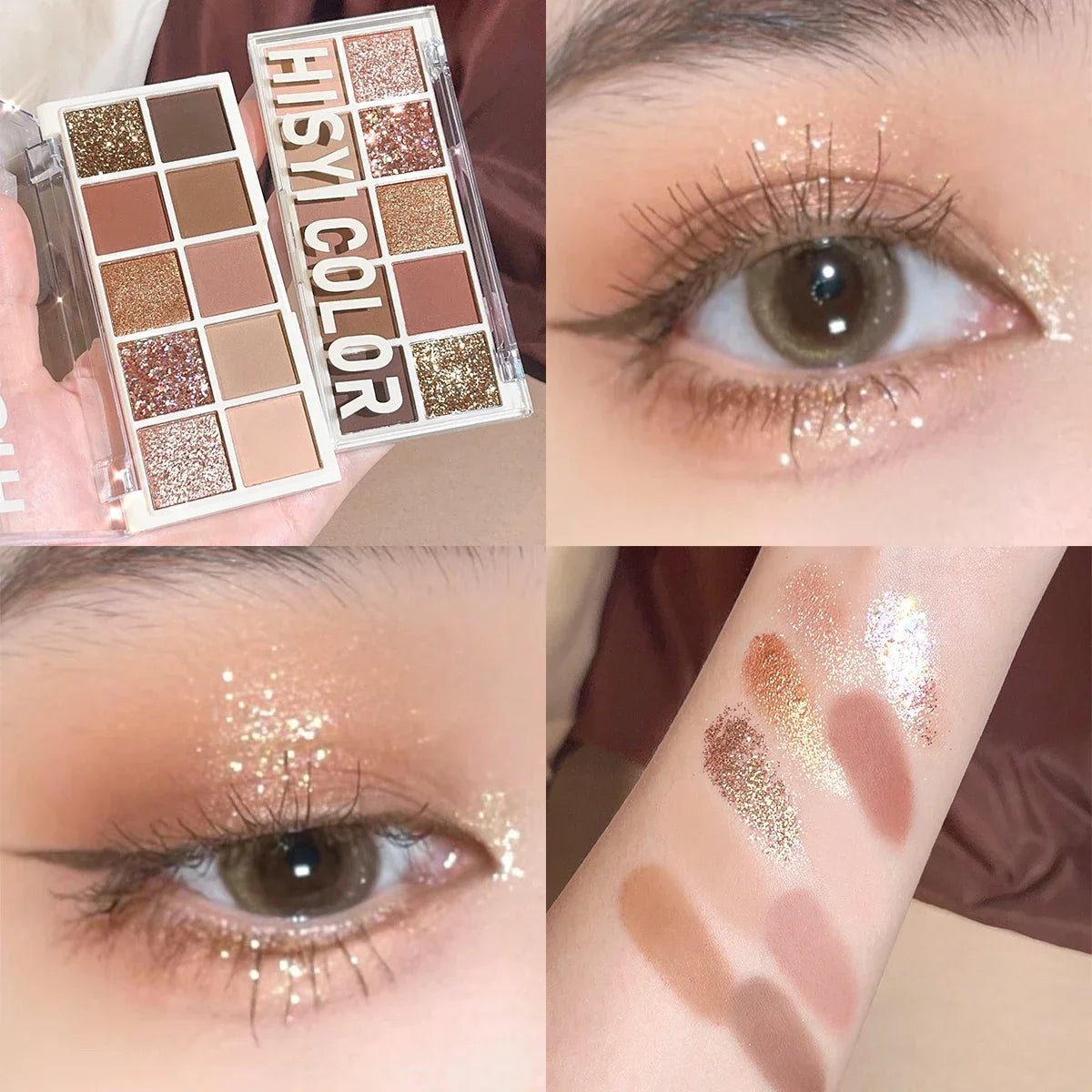 10-Color Matte & Glitter Eyeshadow Palette – Everyday Glam Meets All-Day Wear