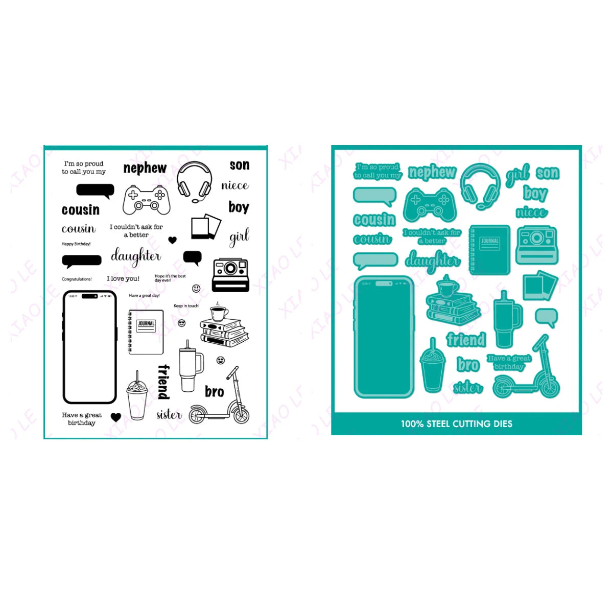 Holiday & Birthday Wishes Metal Cutting Dies – DIY Craft & Scrapbooking Stencils