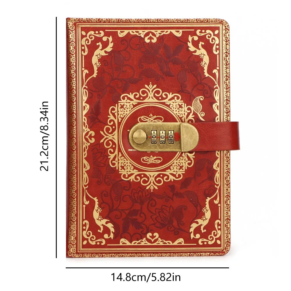 A5 Retro Password Lock Notebook – PU Leather Journal with Privacy Lock for Writing & Diary