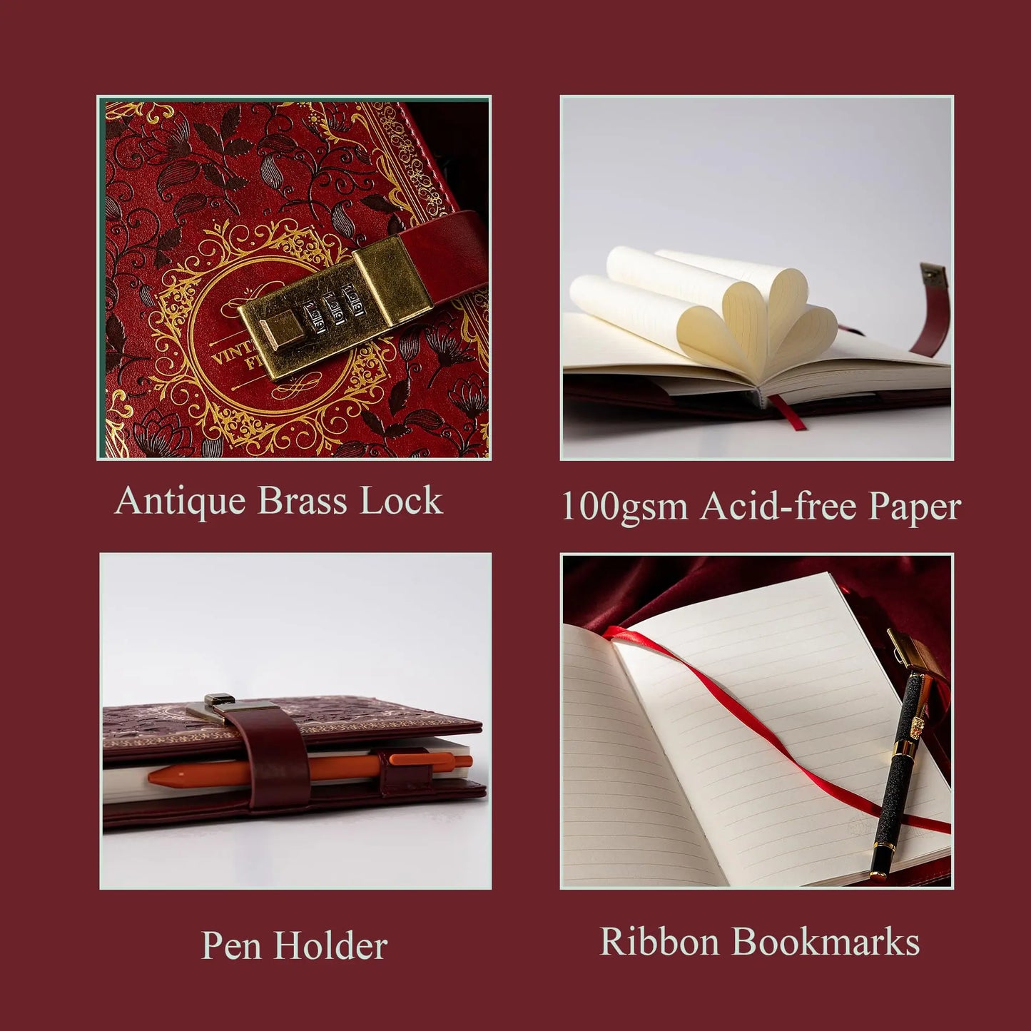 A5 Retro Password Lock Notebook – PU Leather Journal with Privacy Lock for Writing & Diary