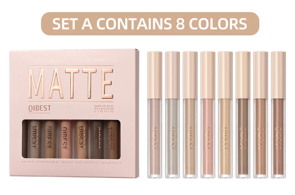 8pcs Liquid Eyeshadow Stick Set – Brown & Coffee Tones