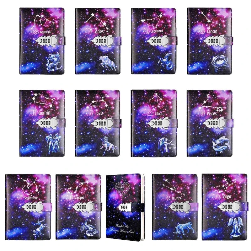 A5 Locking Journal – Digital Password Notebook with Combination Lock & Constellation Design