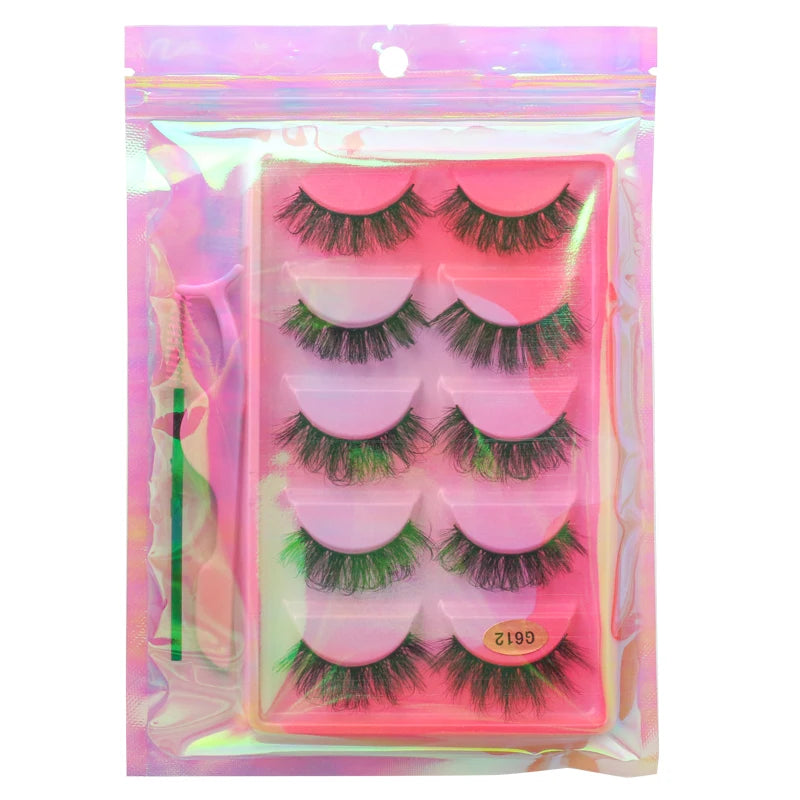 False Eyelash Kit – 3/5 Pairs Fluffy Mink Lashes with Tweezer & Brush