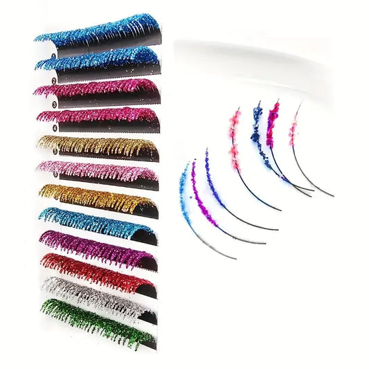 Fashion Glitter Lash Extensions – Colorful Shine, Mix Colors & Russian Volume