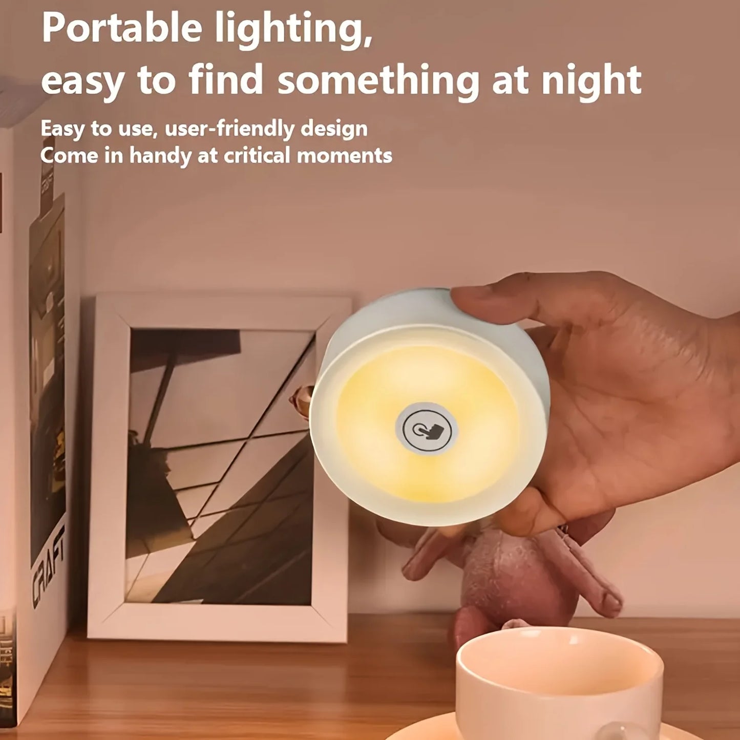 1pc/2pcs LED Touch Night Light – Wireless Stick-On Tap Lamp with 3-Color Dimmable Modes