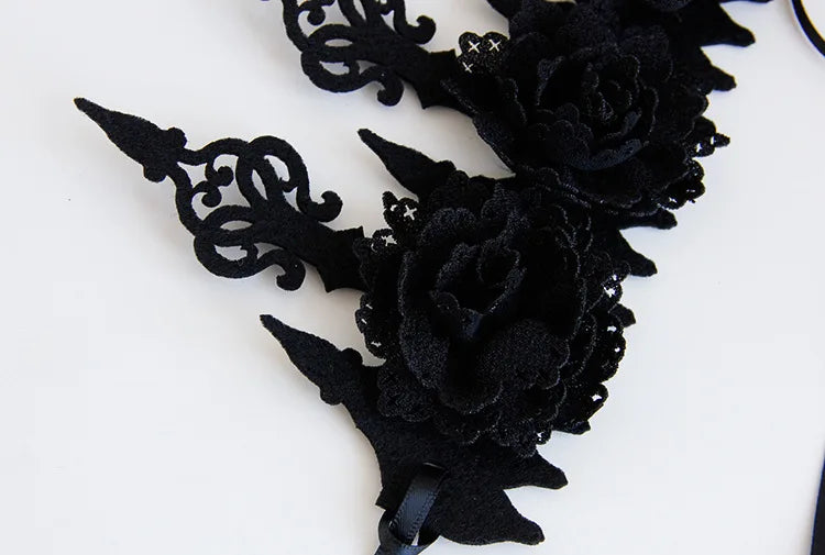 Vintage Gothic Rose Crown – Black Witch Headband Tiara