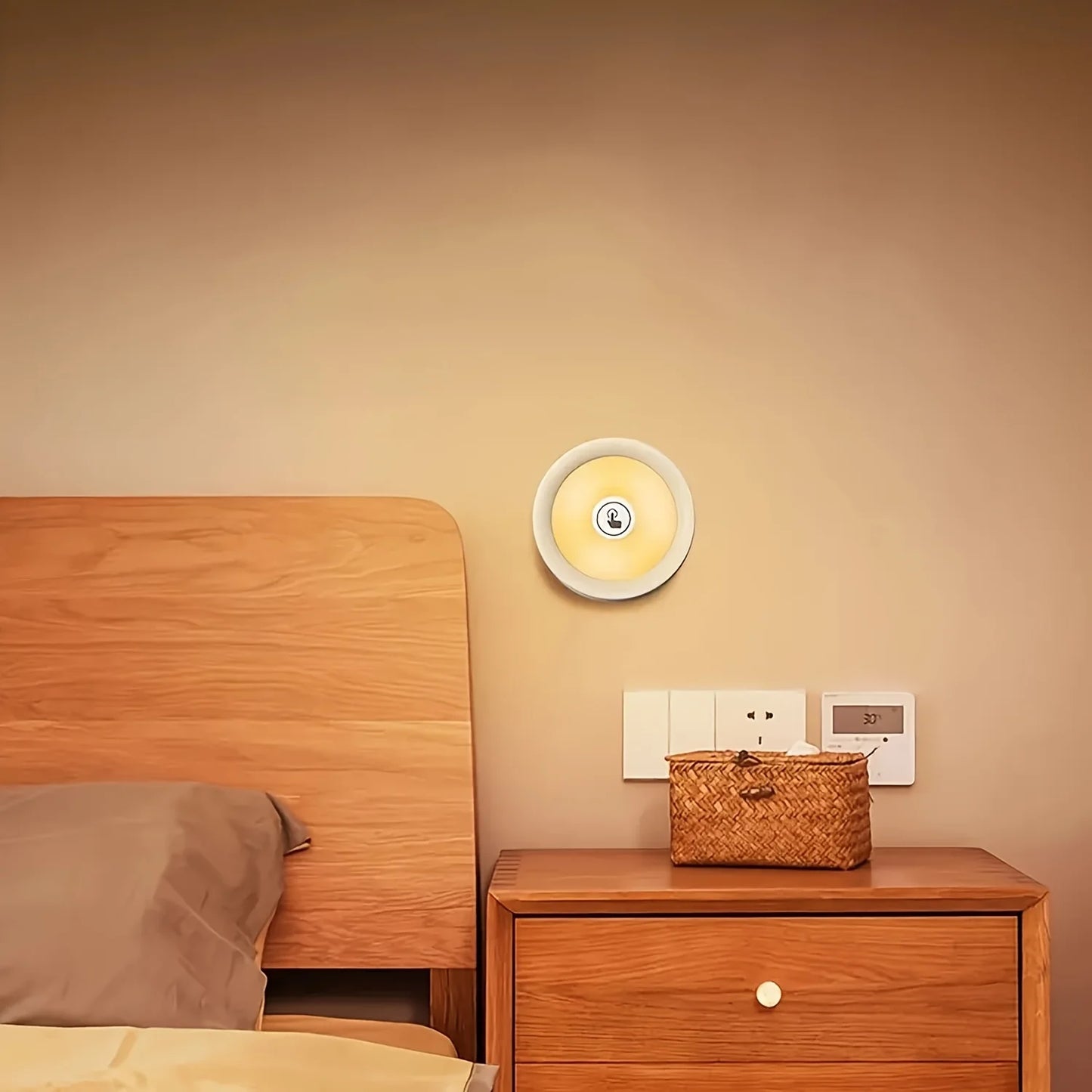 1pc/2pcs LED Touch Night Light – Wireless Stick-On Tap Lamp with 3-Color Dimmable Modes