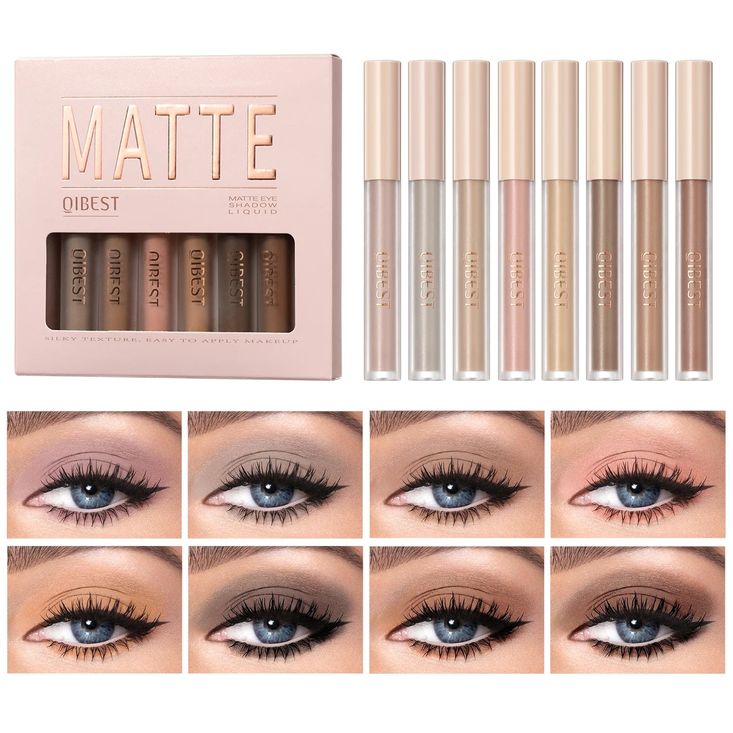 8pcs Liquid Eyeshadow Stick Set – Brown & Coffee Tones