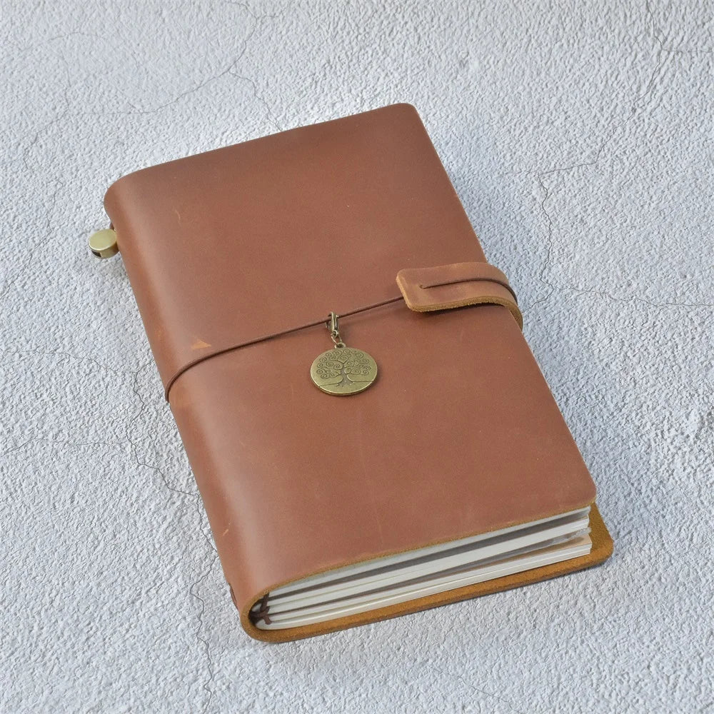 Genuine Leather Refillable Travel Journal – Handmade Retro Diary & Sketchbook