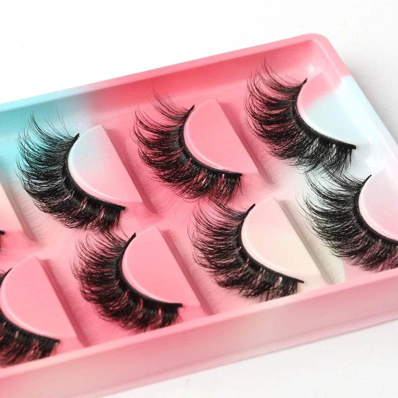 False Eyelash Kit – 3/5 Pairs Fluffy Mink Lashes with Tweezer & Brush
