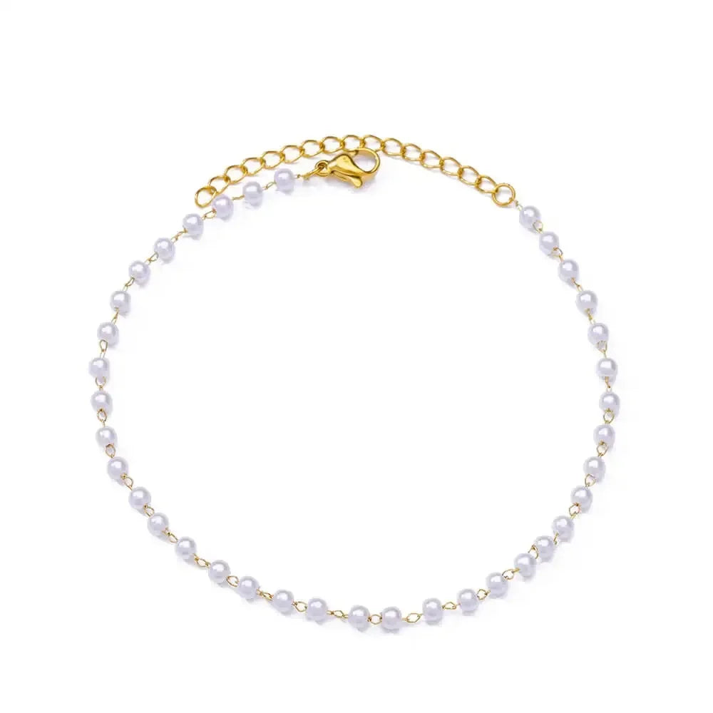Boho Drop Anklet – Women’s Gold Stainless Steel Wedding & Aesthetic Jewelry (20+5cm)