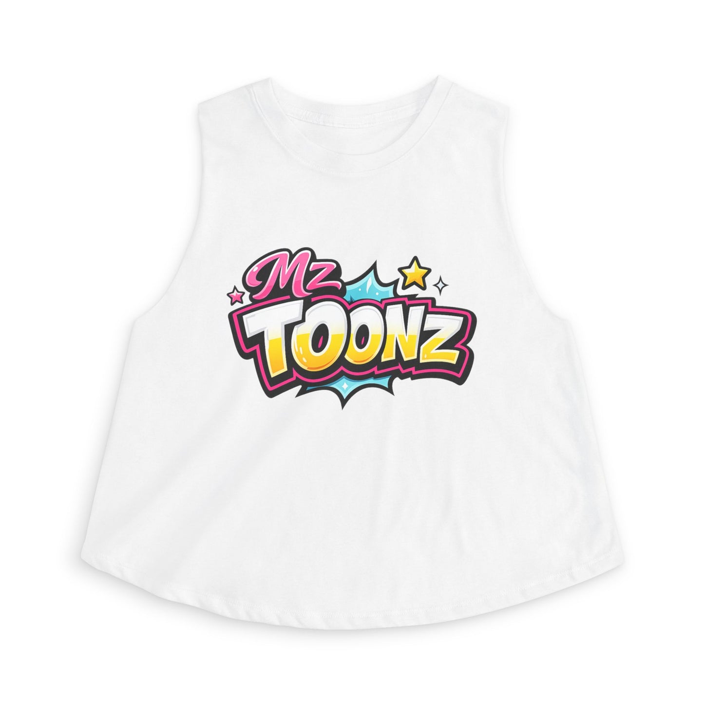 Ms Toonz Graphic Crop Top — Colorful Retro Cartoon Logo Tank for Women