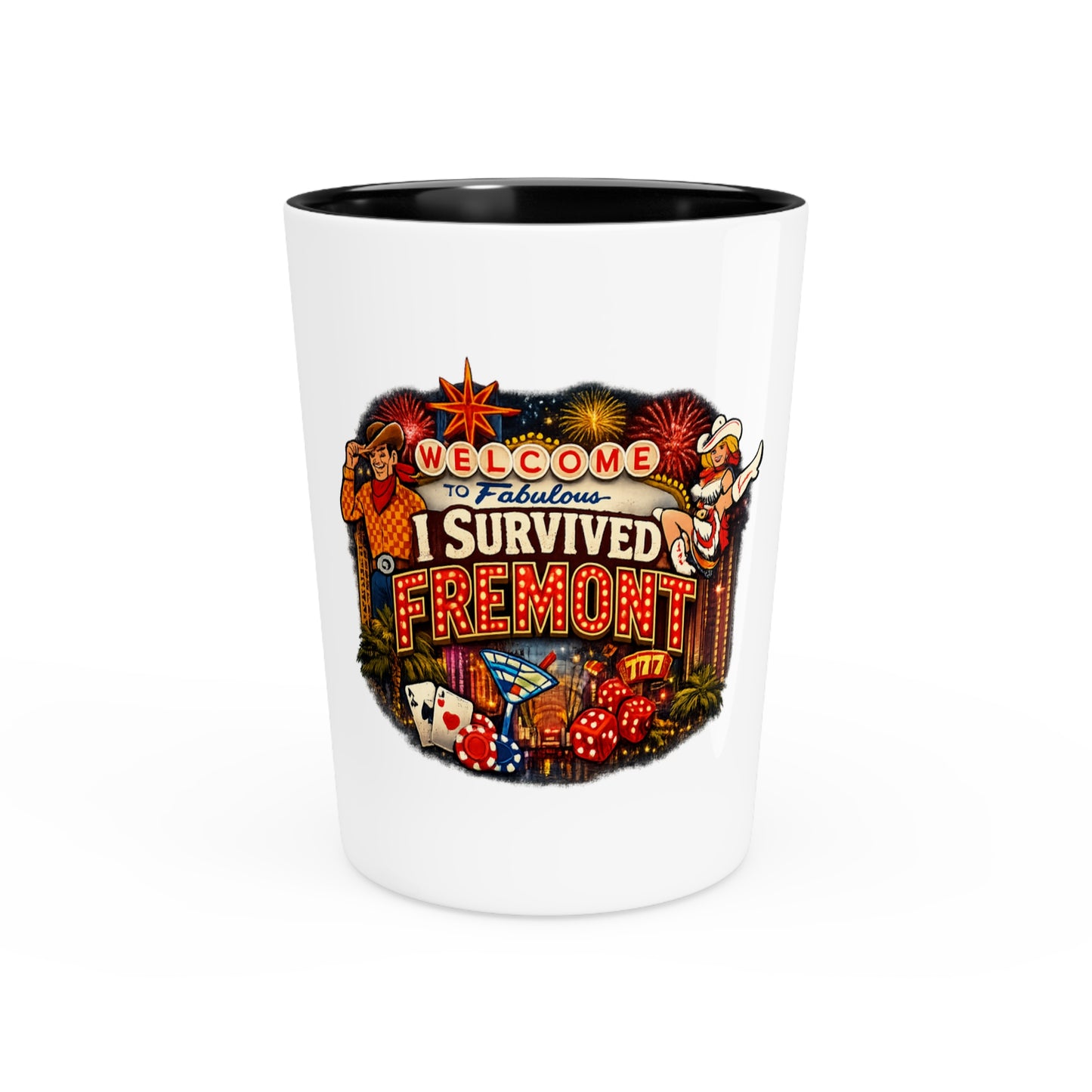 I Survived Fremont Street Shot Glass – Vegas Neon Casino Souvenir