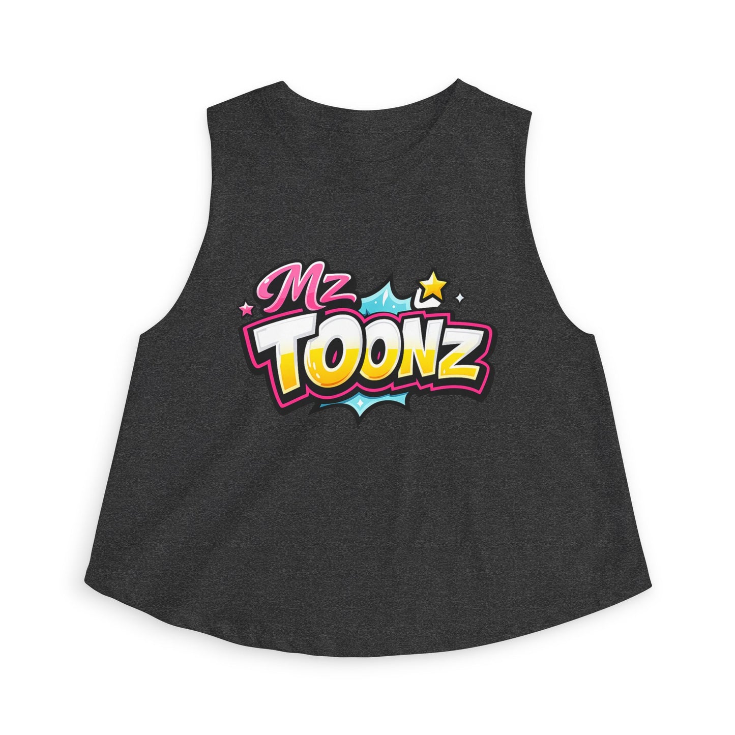 Ms Toonz Graphic Crop Top — Colorful Retro Cartoon Logo Tank for Women