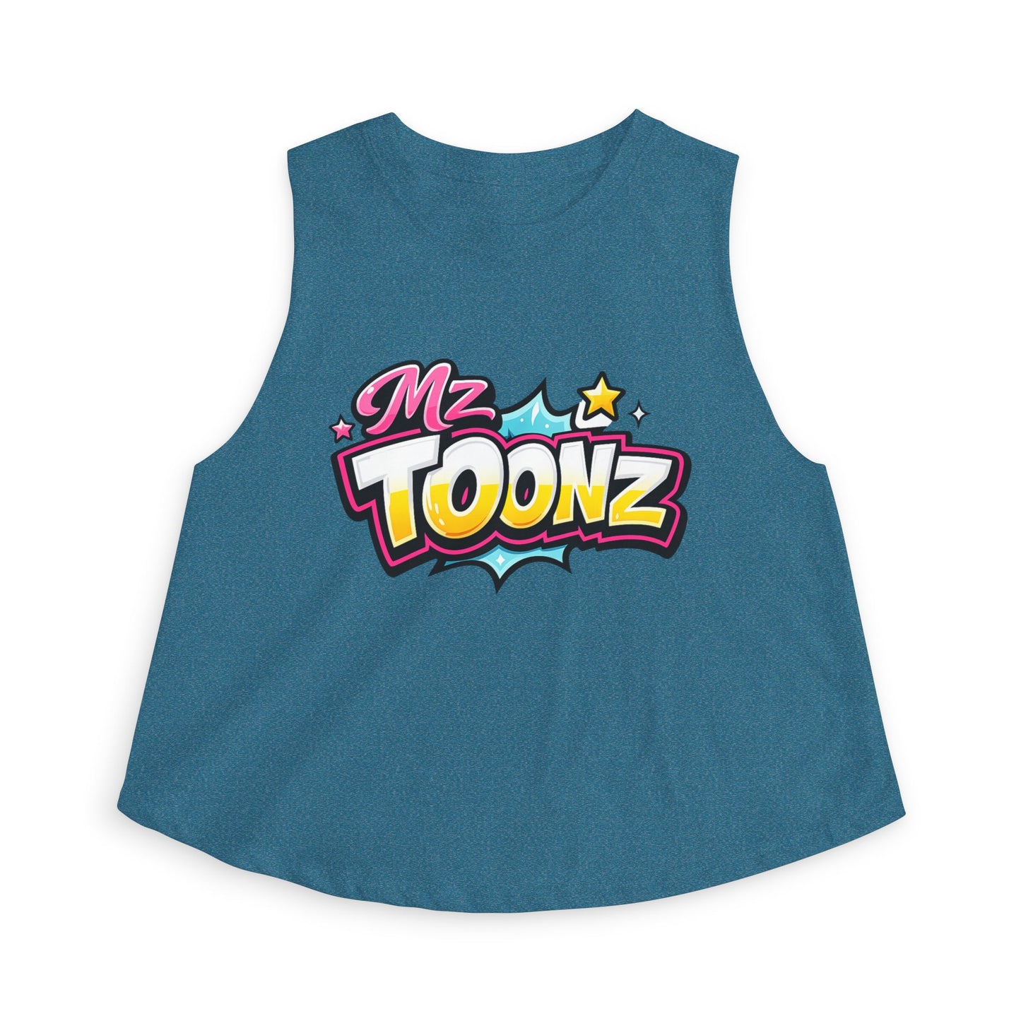 Ms Toonz Graphic Crop Top — Colorful Retro Cartoon Logo Tank for Women