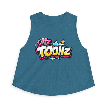 Ms Toonz Graphic Crop Top — Colorful Retro Cartoon Logo Tank for Women