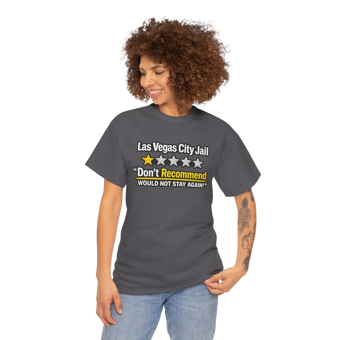 Las Vegas City Jail 'Don't Recommend' — Funny 1-Star Review T-Shirt