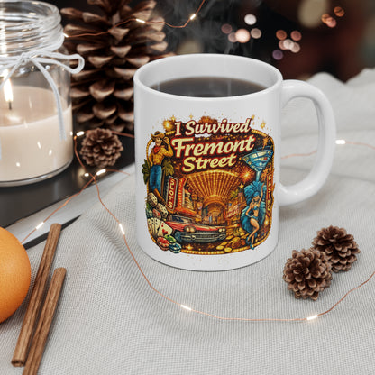 I Survived Fremont Street Mug — Las Vegas Vintage Casino Coffee Cup (11oz)