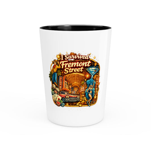 Fremont Street Shot Glass — "I Survived Fremont Street" Vegas Souvenir