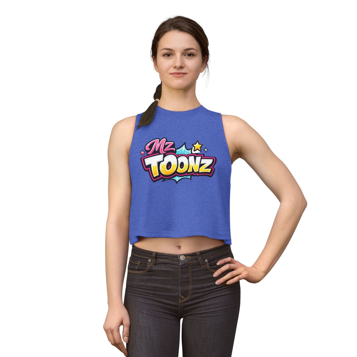 Ms Toonz Graphic Crop Top — Colorful Retro Cartoon Logo Tank for Women