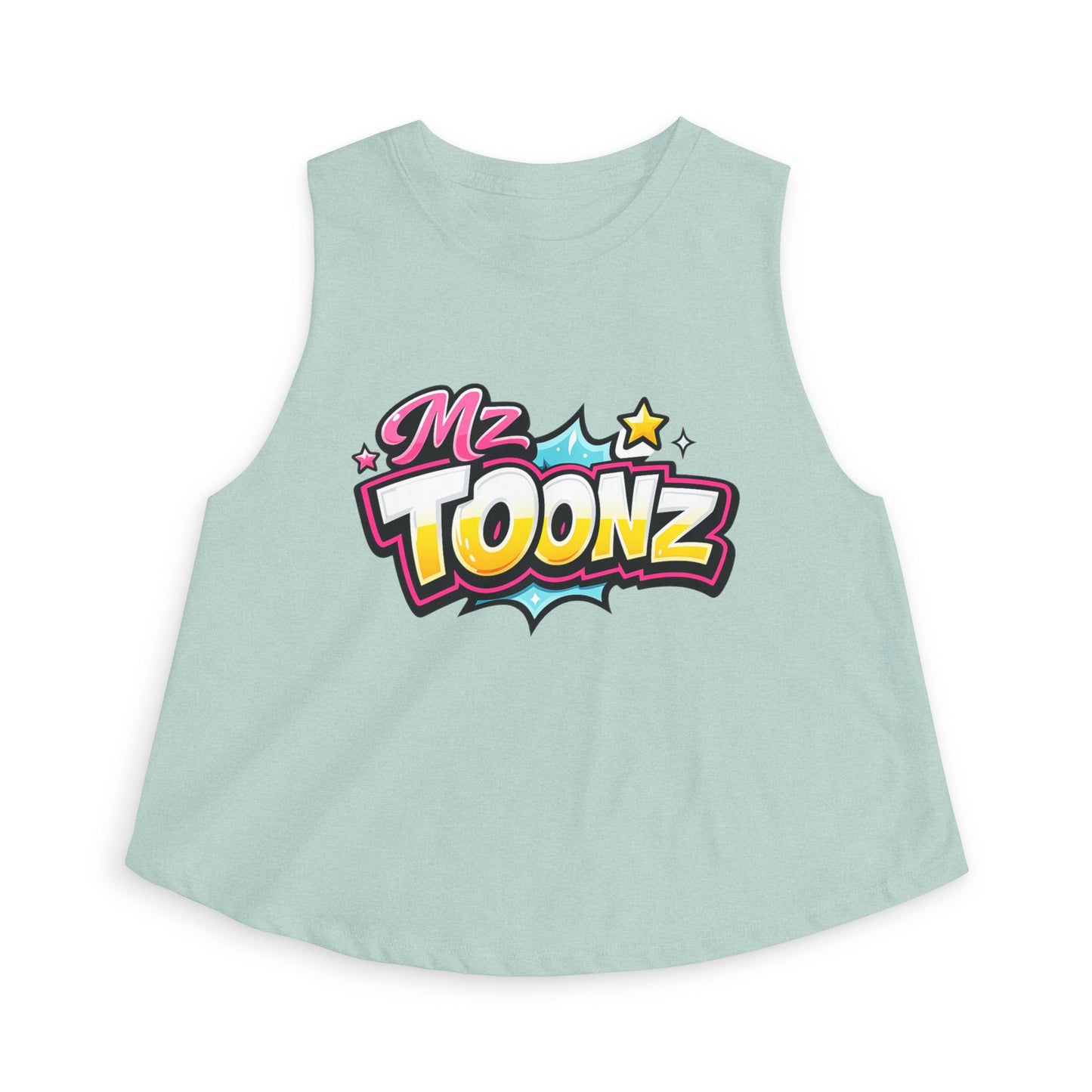 Ms Toonz Graphic Crop Top — Colorful Retro Cartoon Logo Tank for Women