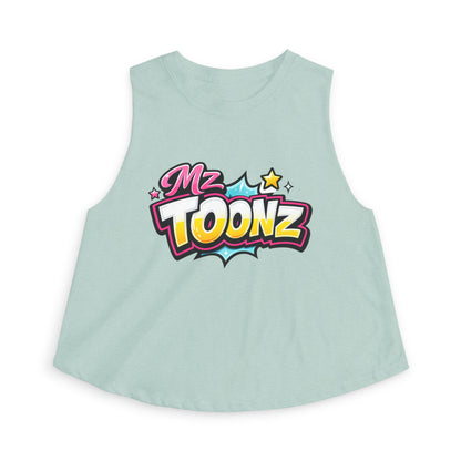 Ms Toonz Graphic Crop Top — Colorful Retro Cartoon Logo Tank for Women