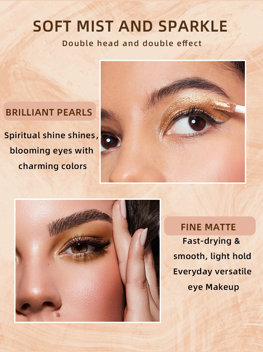 Double-Ended Glitter & Matte Eyeshadow Stick – 2-in-1 Waterproof Eye Makeup Pencil