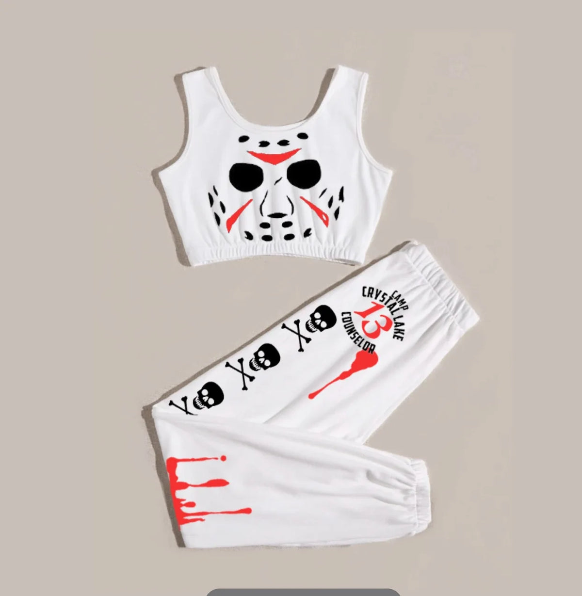 Gothic Skull Print Two-Piece Set – Emo Sportswear Yoga Outfit